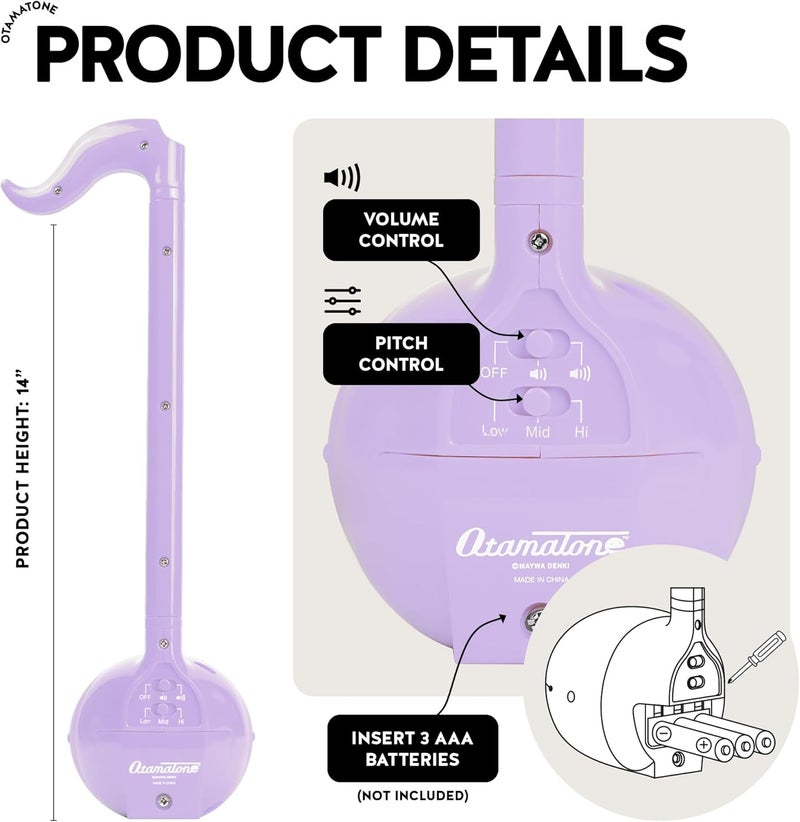Otamatone آلة موسيقية إلكترونية يابانية محمولة من اليابان من استوديو مايو دينكي، هدية تعليمية ممتعة للأطفال والمراهقين والبالغين - بنفسجي - Image 4